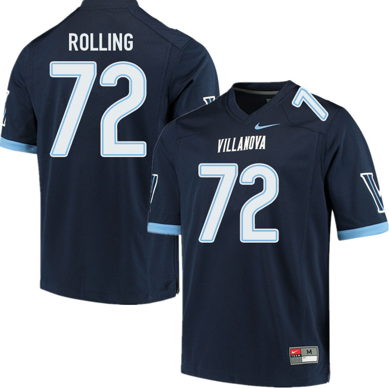 Men #72 Jaden Rolling Villanova Wildcats College Football Jerseys Sale-Navy